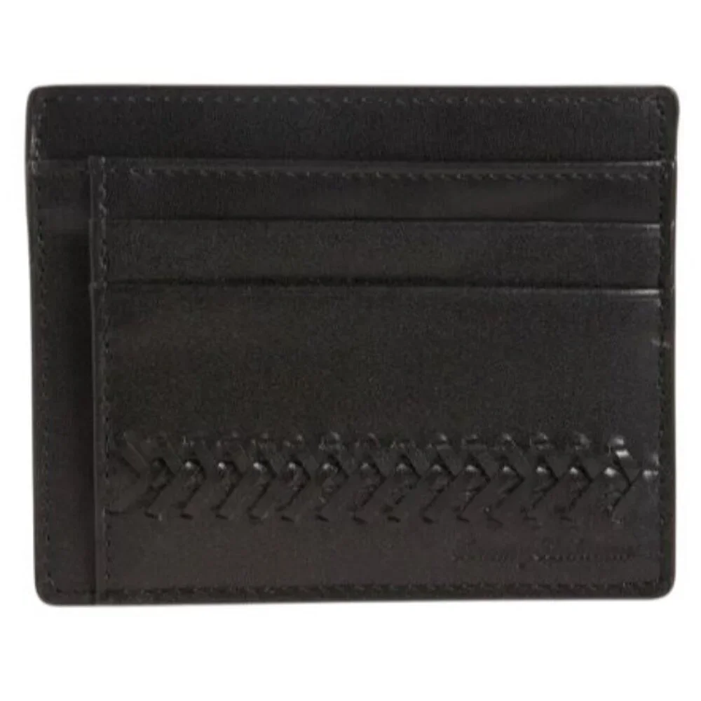 Tommy Bahama Mens Black Leather Laced Detail Card Slots Case Gift Boxed New